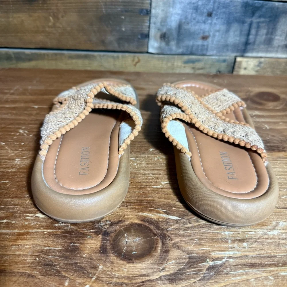 Girls Crochet Sandals Crossover Slides Girls Size‎ 2.5